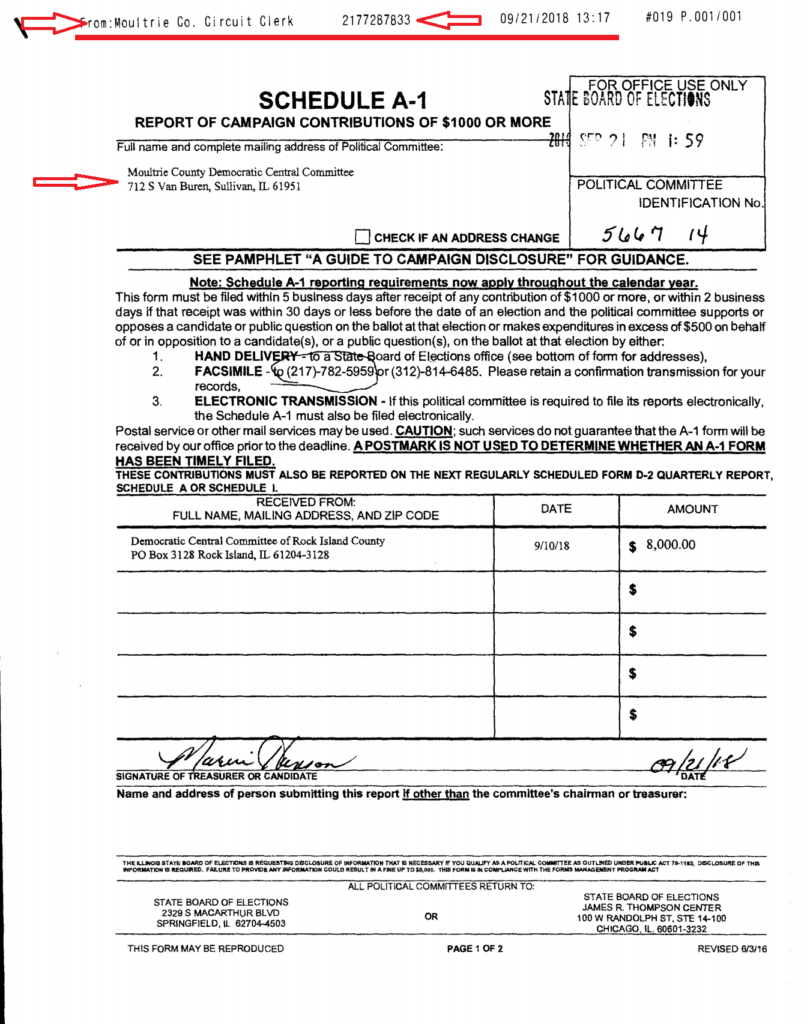 Moultrie County Circuit Clerk and Public Defender electioneering in